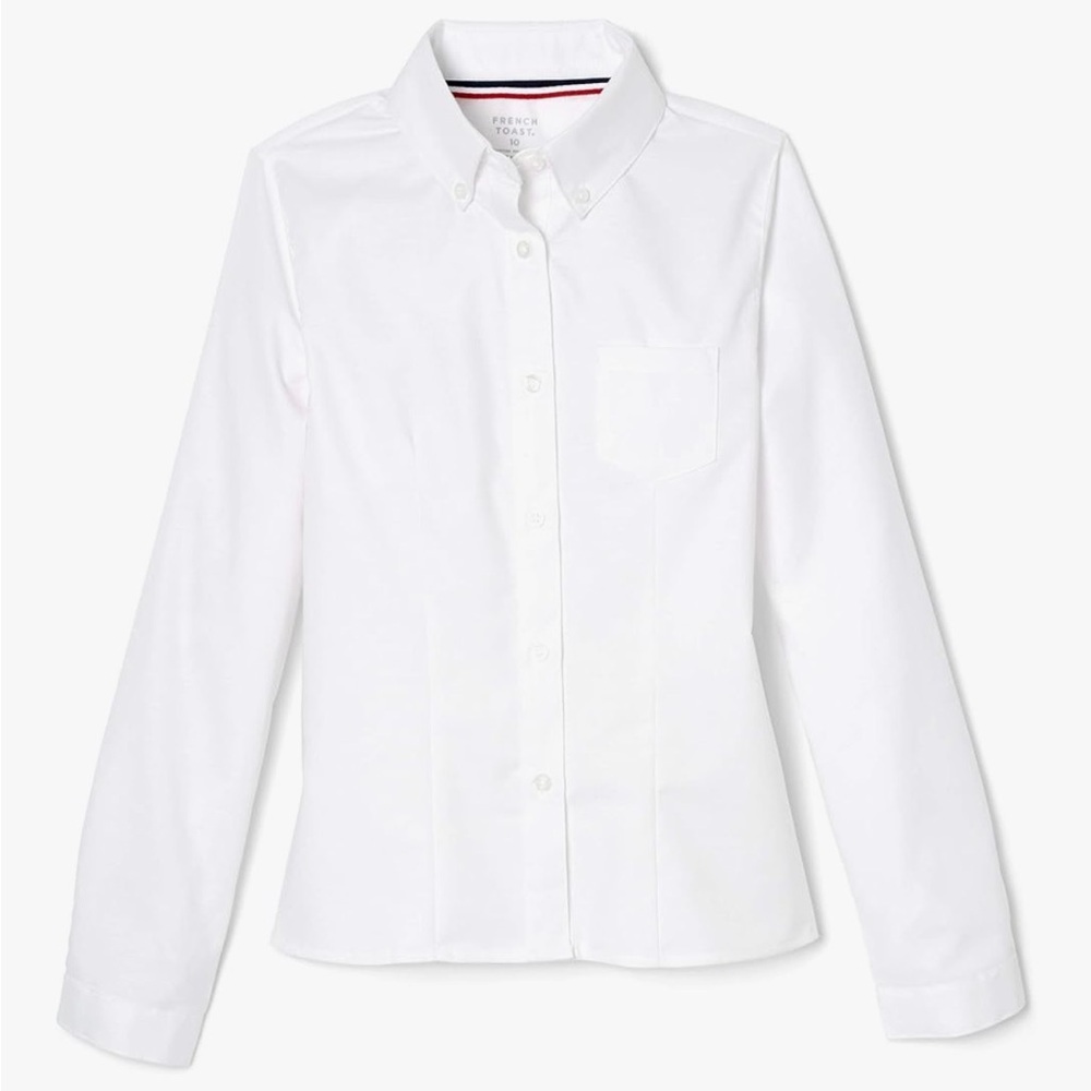 168 NWT French Toast Girls' Fitted Wrinkle-Resistant Long Sleeve Oxford Shirt, 7